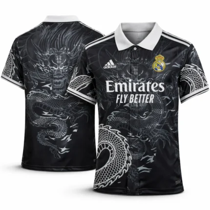 real madrid black dragin shirt