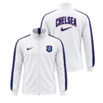 Chelsea White Full Zip Training Jacket- Navy Blue & Red Zipper