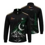 Pakistan Heritage Black Track Jacket – Green & White Zipper