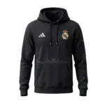 Real Madrid Black Pullover Hoodie – Adidas Logo - Image 2