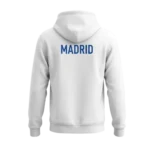 Real Madrid White Hoodie with Blue Logo & Back Print - Image 3