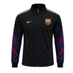 FC Barcelona Black Track Jacket – Black, Blue & Gold Zipper - Image 2