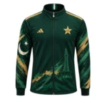 Pakistan Green Sports Jacket - Gold & Green Zipper - Image 2
